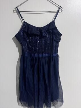 Wedtrend Dress Womens L Blue Fit & Flare Knee Length Sequin Off Shoulder